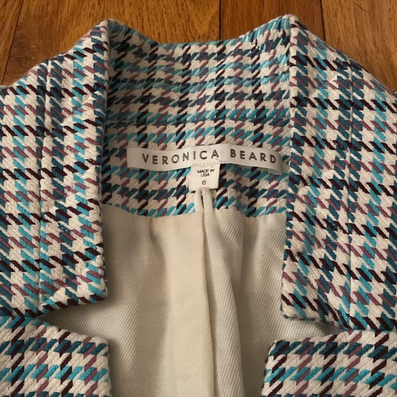 Veronica Beard Farley Dickey Jacket Size 6 Turquoise/Blue Pattern EUC Li… - Picture 3 of 16